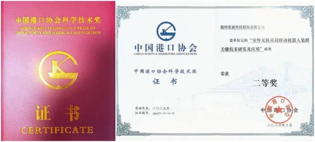 喜讯!机科股份参与完成的科技成果喜获中国港口协会科学技术进步奖